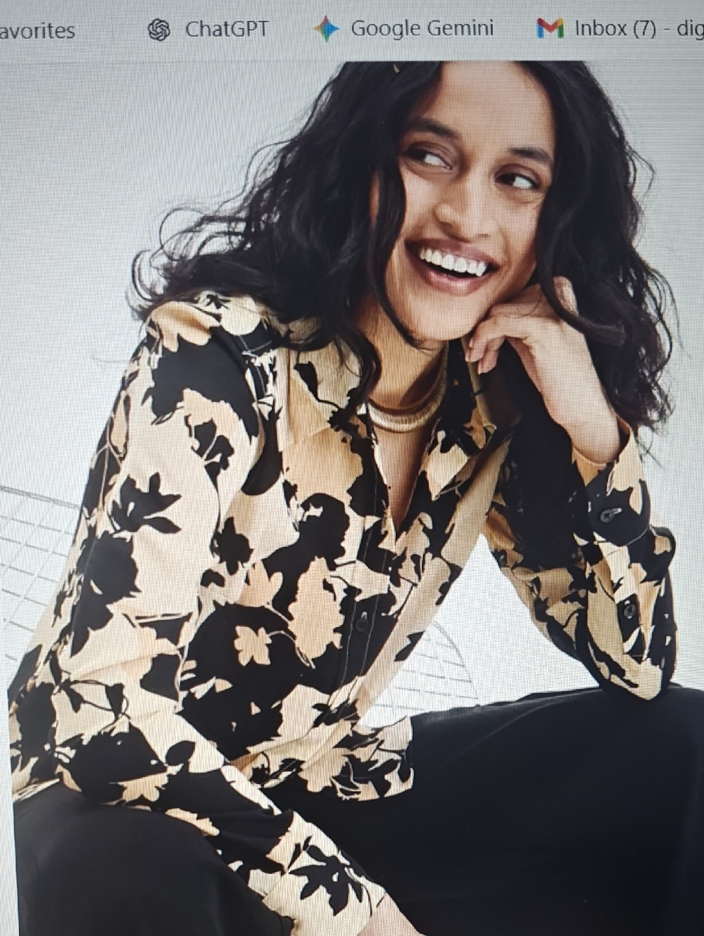 INC International Concepts Black & Cream Floral Button-Down